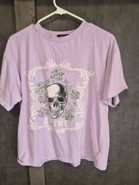AMIRI Lilac Short-Sleeve Skull Graphic Tee
